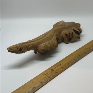 Hand Carved Wooden Tree Root Fish Statue Figure Folk Tramp Art